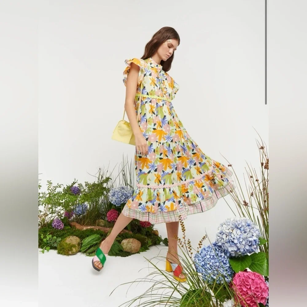 Celia B Floral Seren Midi Dress Womens XS NWT - Picture 3 of 14